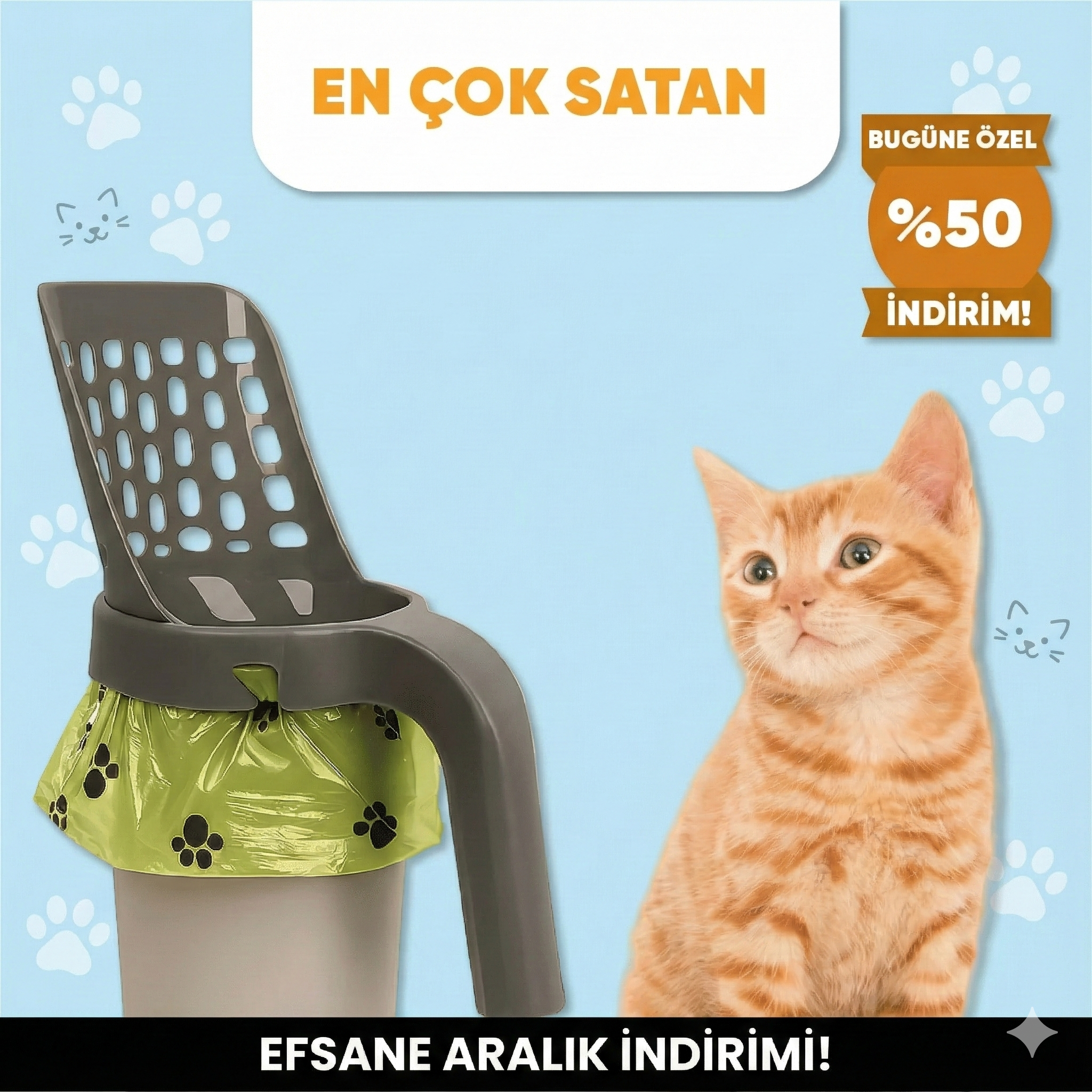 Akıllı Kedi Kum Temizleyici - 3'ü 1 Arada